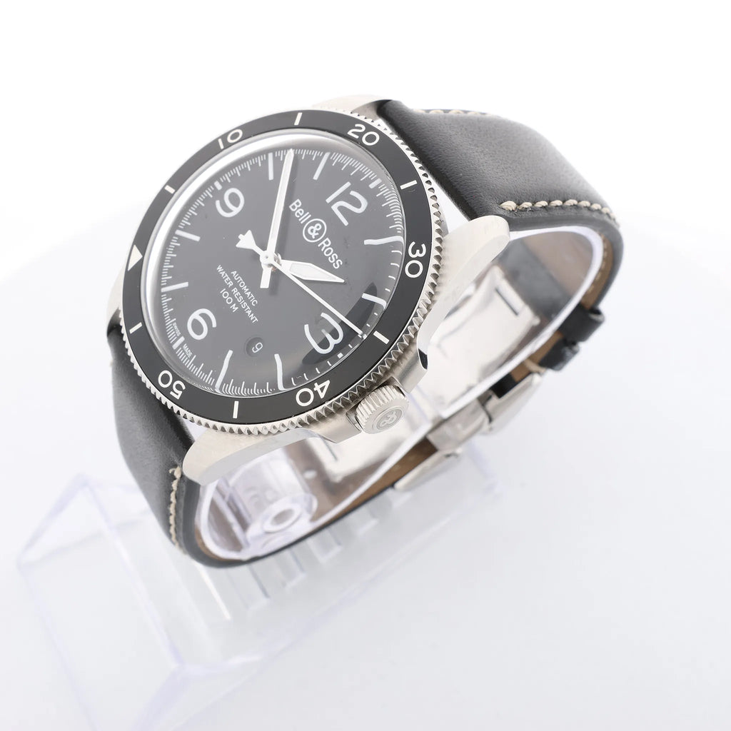 Bell & Ross BRV2-92-S 00371 Reloj Automático de Acero Inoxidable y Cuero con Esfera Negra