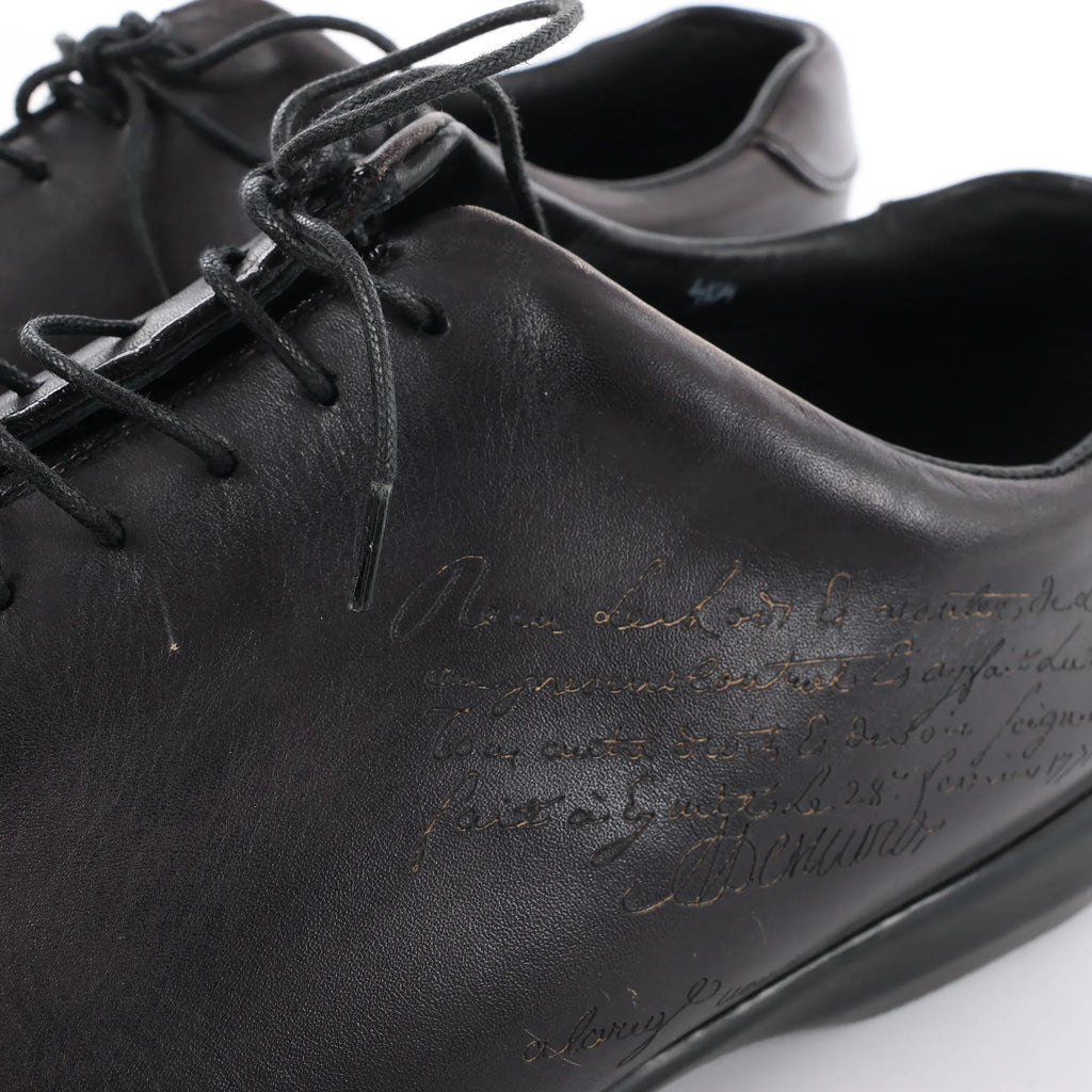 Berluti Amadeo Perugia Calligraphy Leather shoes in Black, Size 8.5 US