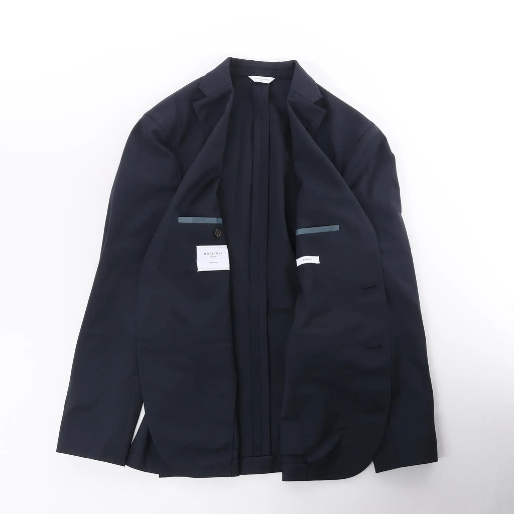 Boglioli Wool Casual Blazer in Navy Blue, Size 50 IT