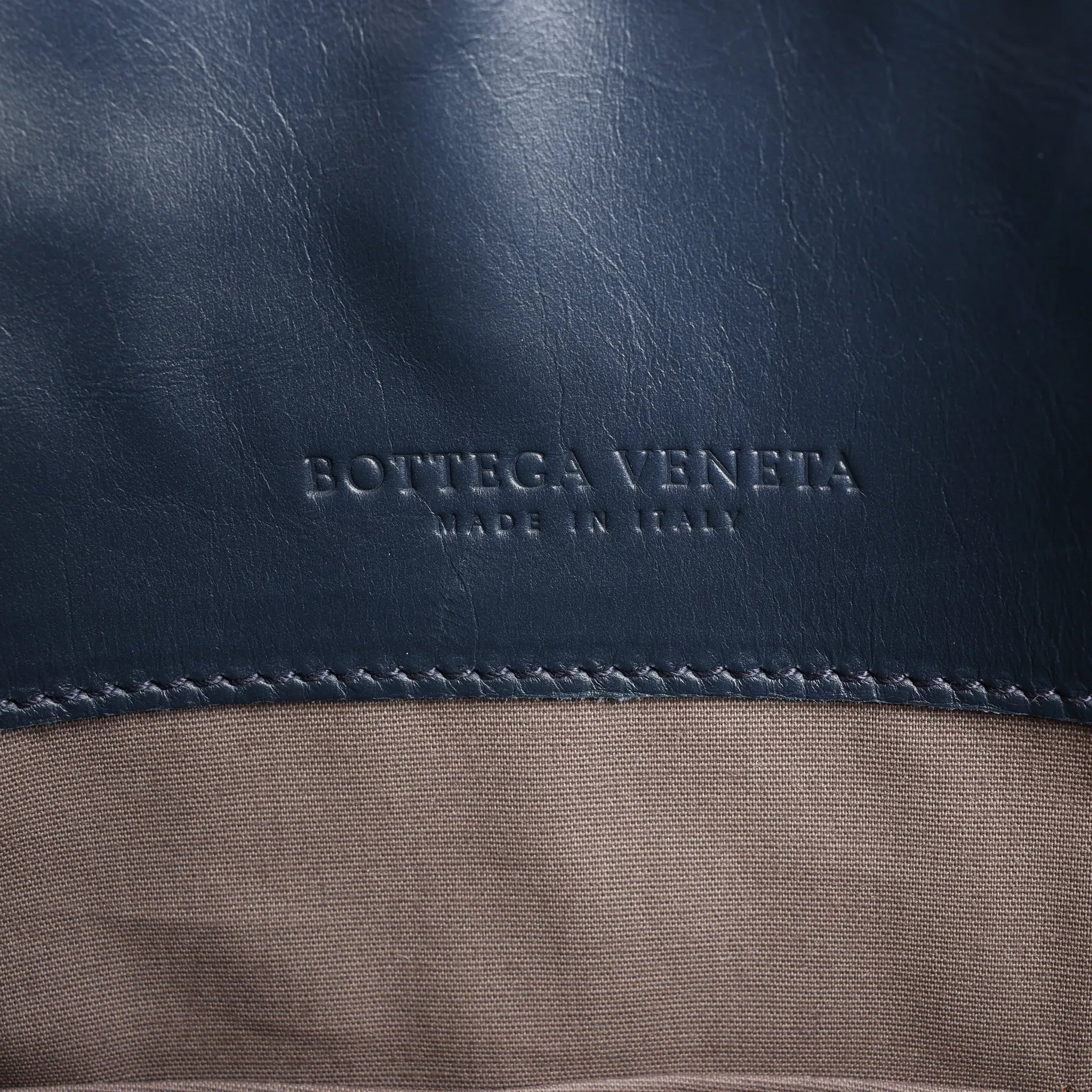 Bottega Veneta Intrecciato Leather 2Way Handbag in Navy Blue