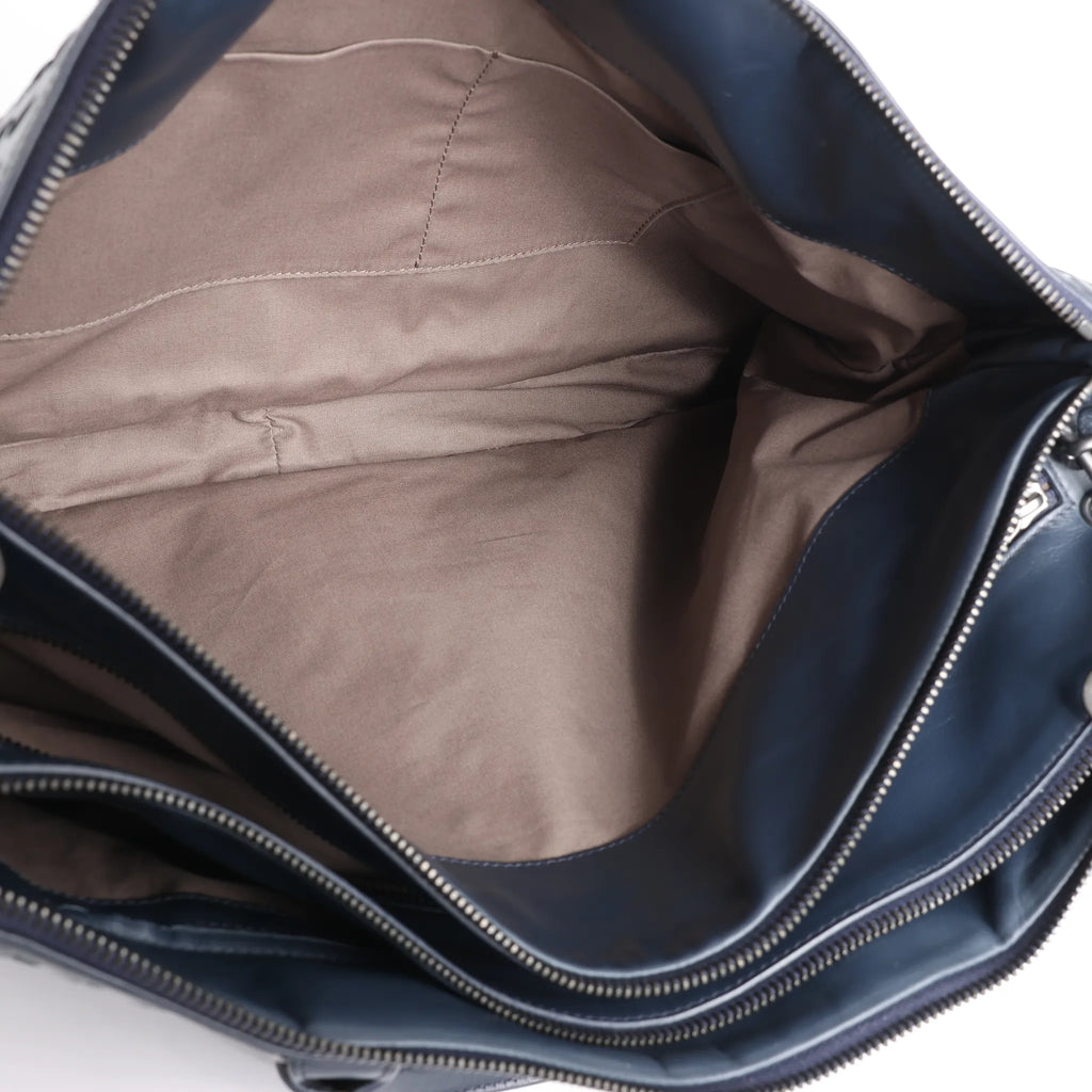 Bottega Veneta Intrecciato Leather 2Way Handbag in Navy Blue