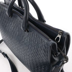 Bottega Veneta Intrecciato Leather 2Way Handbag in Navy Blue