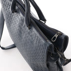 Bottega Veneta Intrecciato Leather 2Way Handbag in Navy Blue