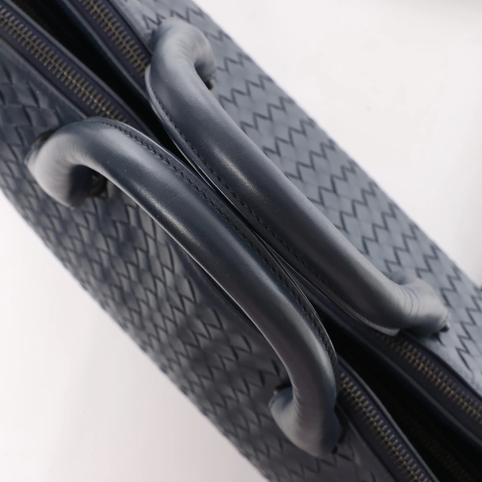 Bottega Veneta Intrecciato Leather 2Way Handbag in Navy Blue