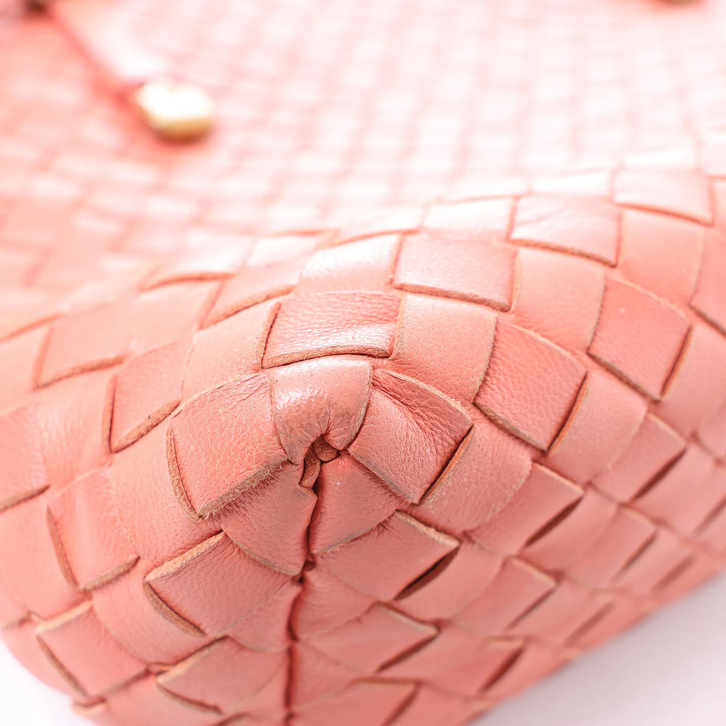 Bottega Veneta Intrecciato Leather Shoulder Bag in Pink