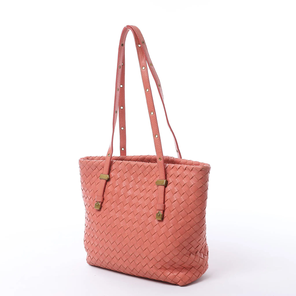 Bottega Veneta Intrecciato Leather Shoulder Bag in Pink