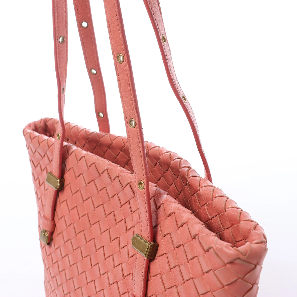 Bottega Veneta Intrecciato Leather Shoulder Bag in Pink