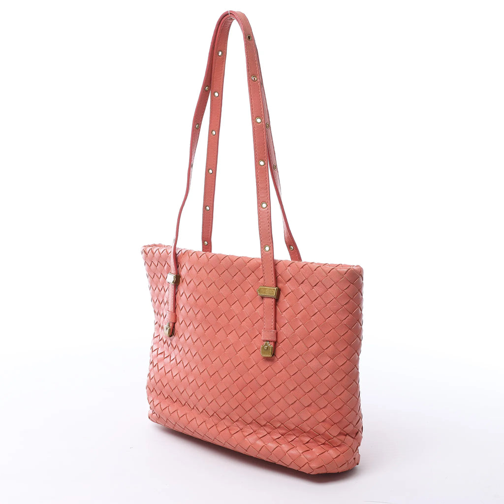Bottega Veneta Intrecciato Leather Shoulder Bag in Pink