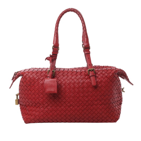 Bottega Veneta Intrecciato Leather Handbag in Red