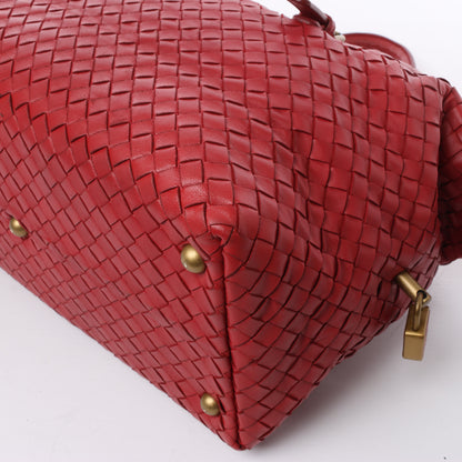 Bottega Veneta Intrecciato Leather Handbag in Red