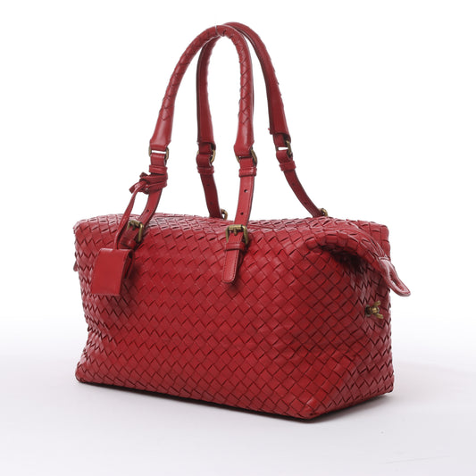Bottega Veneta Intrecciato Leather Handbag in Red