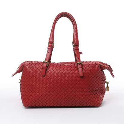 Bottega Veneta Intrecciato Leather Handbag in Red