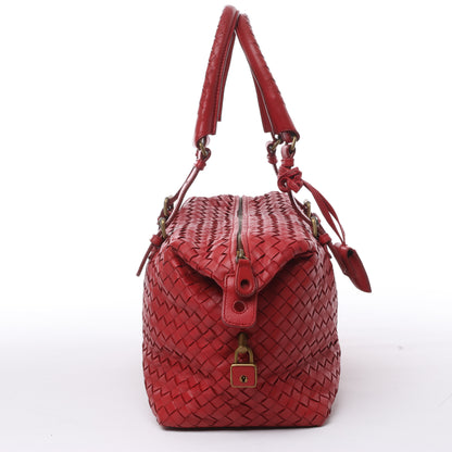 Bottega Veneta Intrecciato Leather Handbag in Red