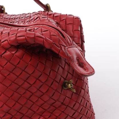 Bottega Veneta Intrecciato Leather Handbag in Red