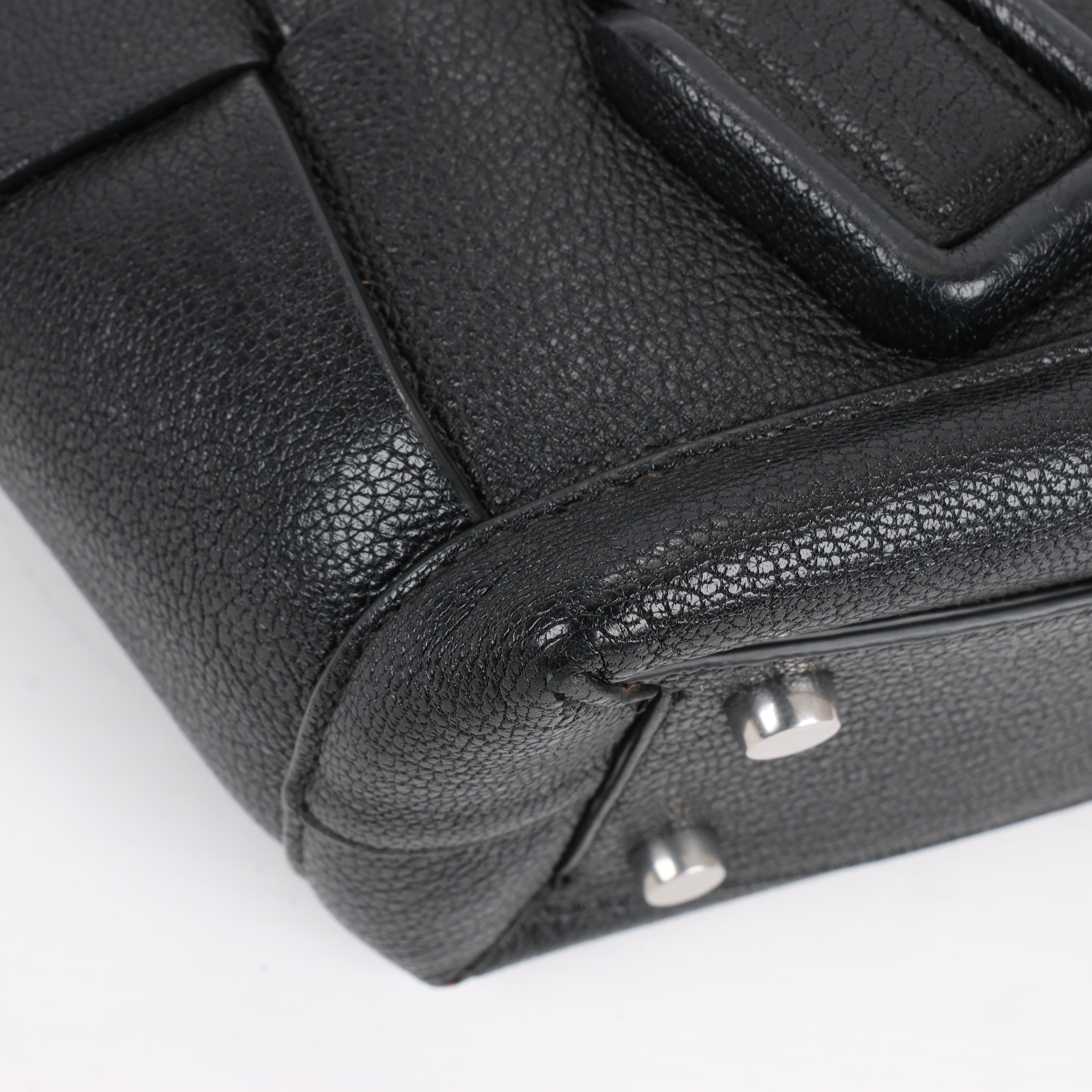 Bottega Veneta Arco Mini Leather Maxi Intrecciato 2Way Handbag in Black