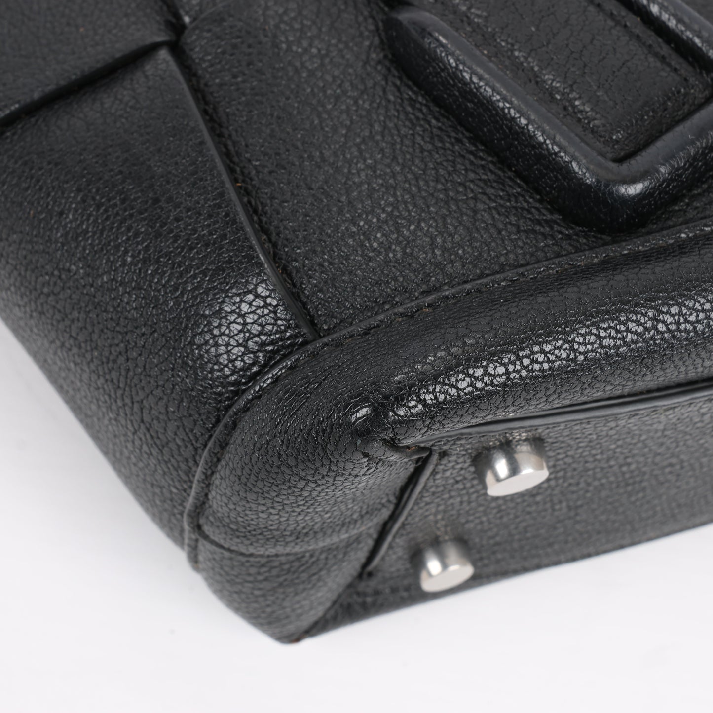 Bottega Veneta Arco Mini Leather Maxi Intrecciato 2Way Handbag in Black