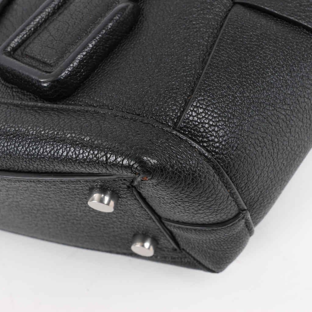 Bottega Veneta Arco Mini Leather Maxi Intrecciato 2Way Handbag in Black