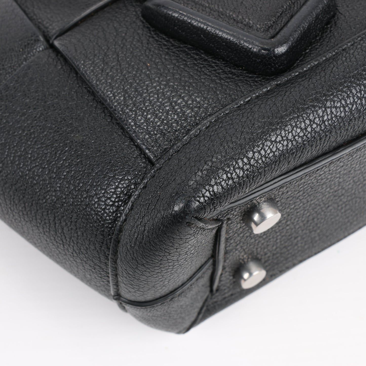 Bottega Veneta Arco Mini Leather Maxi Intrecciato 2Way Handbag in Black