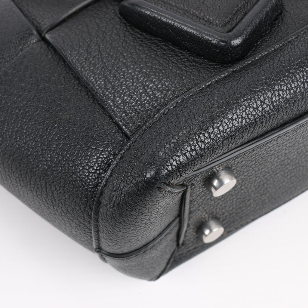 Bottega Veneta Arco Mini Leather Maxi Intrecciato 2Way Handbag in Black