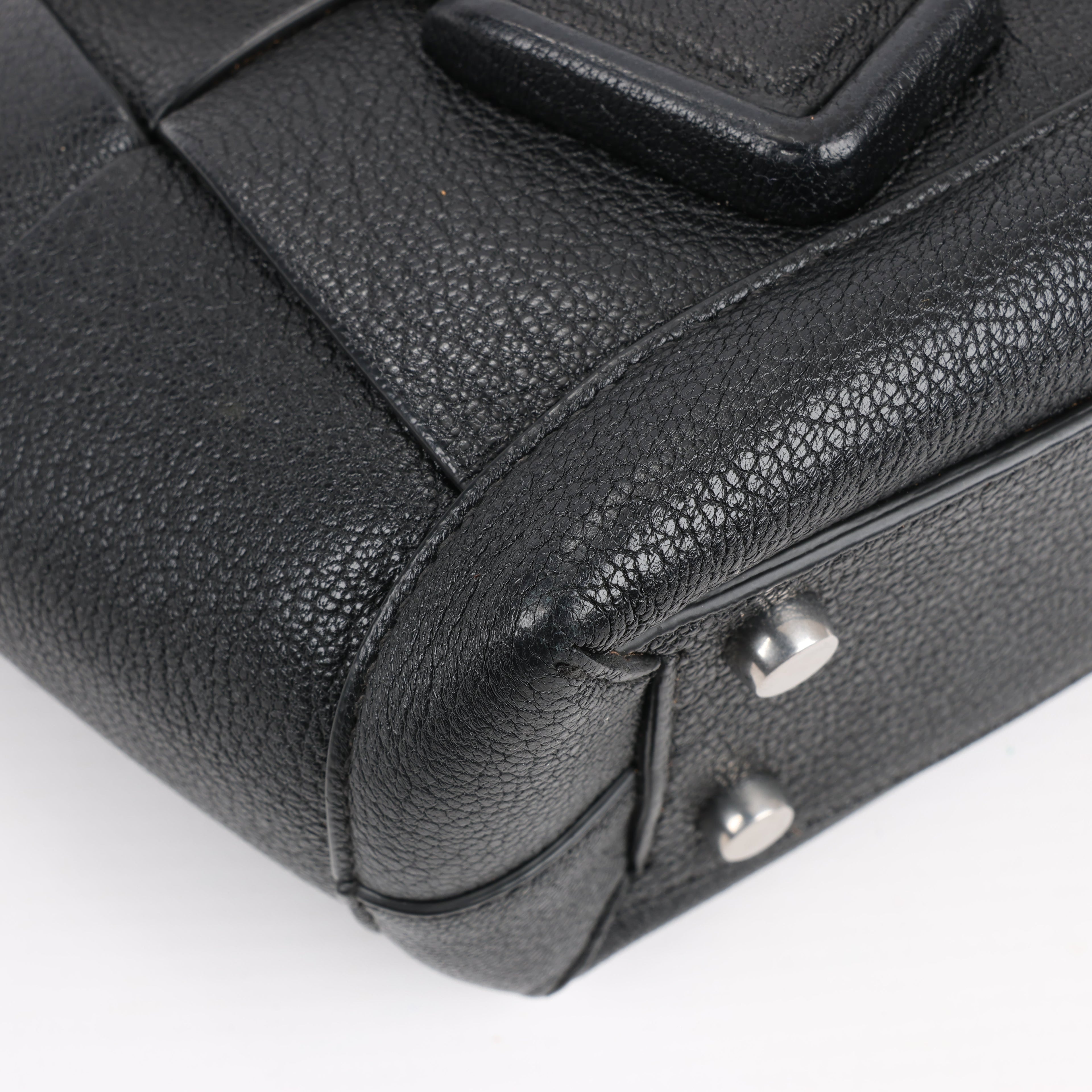 Bottega Veneta Arco Mini Leather Maxi Intrecciato 2Way Handbag in Black
