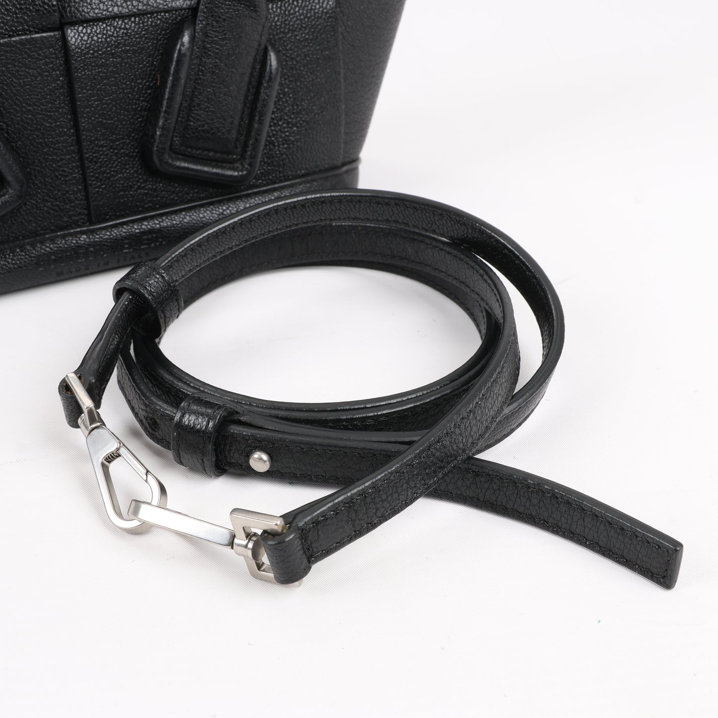 Bottega Veneta Arco Mini Leather Maxi Intrecciato 2Way Handbag in Black