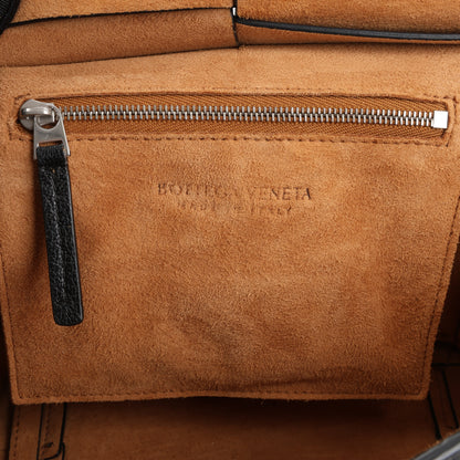 Bottega Veneta Arco Mini Leather Maxi Intrecciato 2Way Handbag in Black