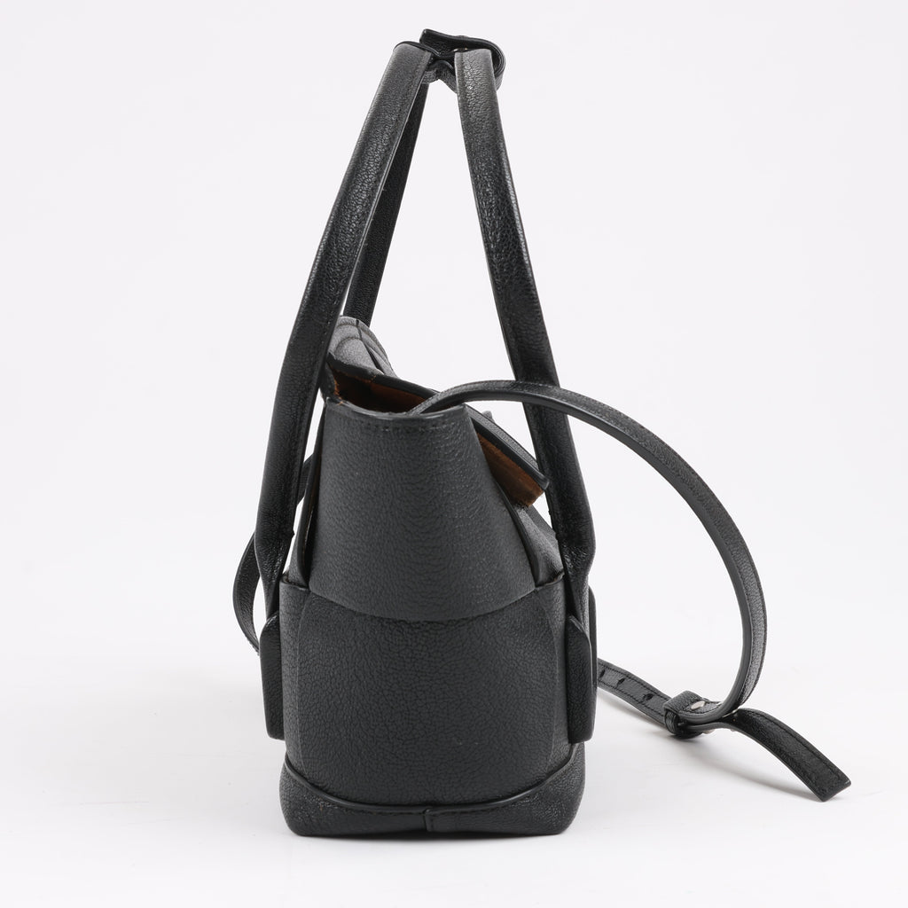 Bottega Veneta Arco Mini Leather Maxi Intrecciato 2Way Handbag in Black