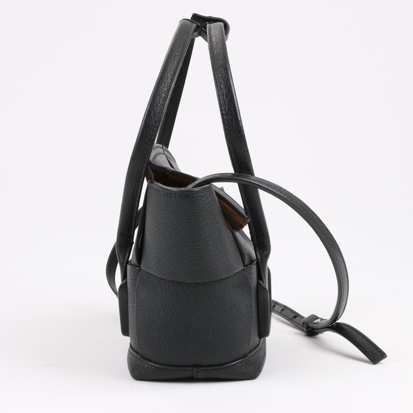 Bottega Veneta Arco Mini Leather Maxi Intrecciato 2Way Handbag in Black