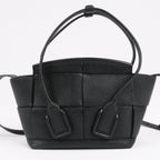 Bottega Veneta Arco Mini Leather Maxi Intrecciato 2Way Handbag in Black
