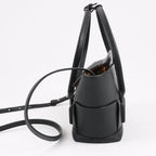 Bottega Veneta Arco Mini Leather Maxi Intrecciato 2Way Handbag in Black