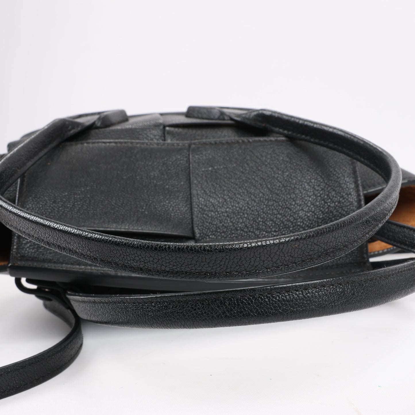 Bottega Veneta Arco Mini Leather Maxi Intrecciato 2Way Handbag in Black