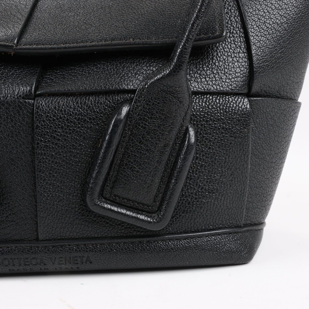 Bottega Veneta Arco Mini Leather Maxi Intrecciato 2Way Handbag in Black