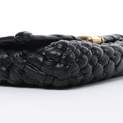 Bottega Veneta Leather Woven Rumple Desiree Shoulder Bag in Black