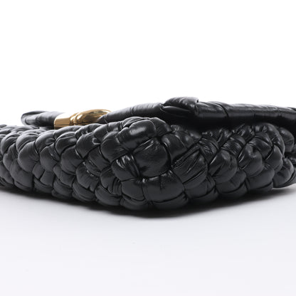 Bottega Veneta Leather Woven Rumple Desiree Shoulder Bag in Black
