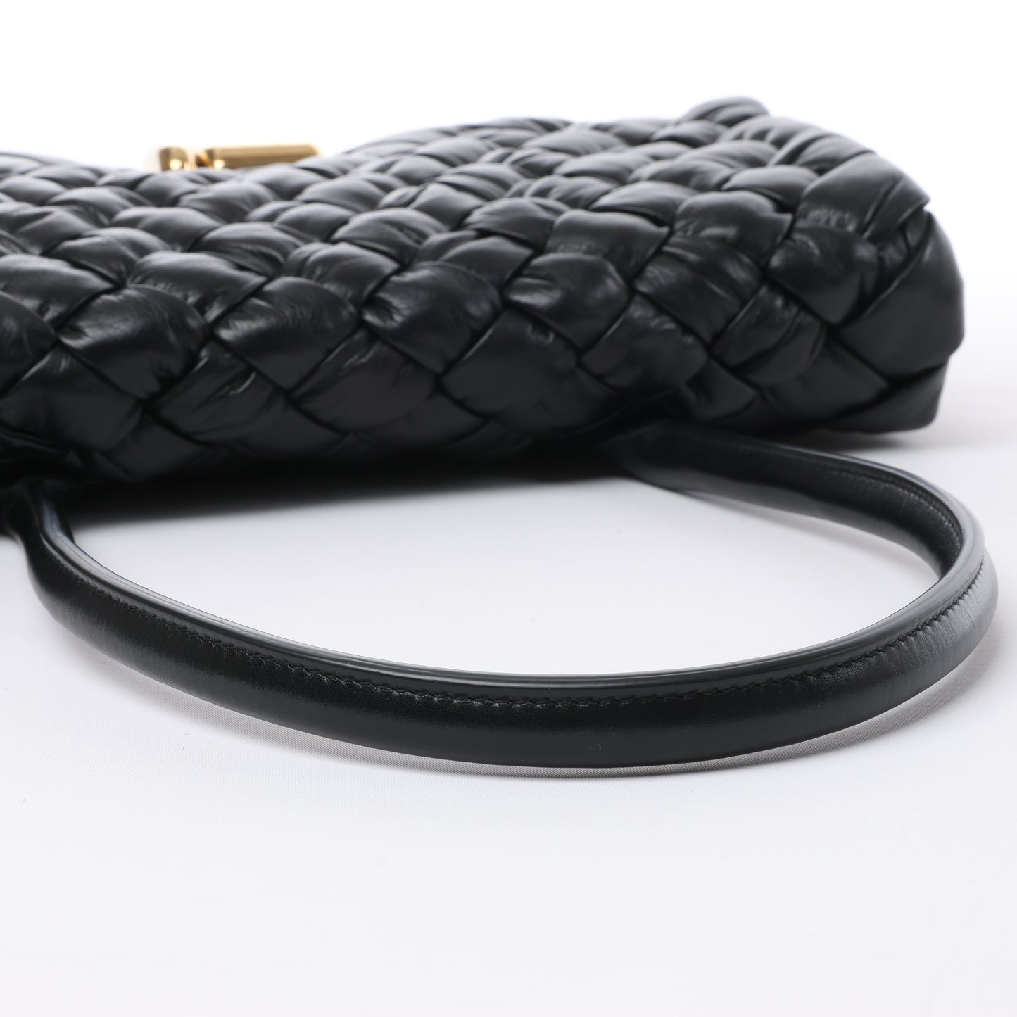 Bottega Veneta Leather Woven Rumple Desiree Shoulder Bag in Black