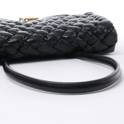 Bottega Veneta Leather Woven Rumple Desiree Shoulder Bag in Black