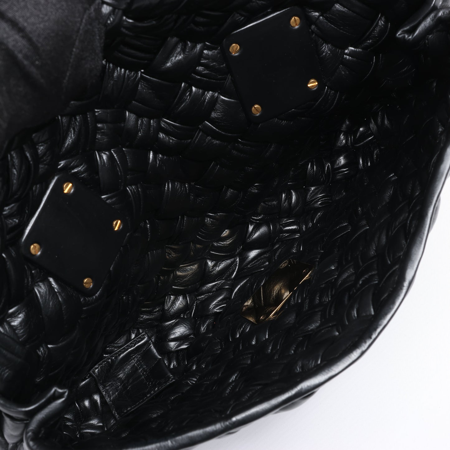 Bottega Veneta Leather Woven Rumple Desiree Shoulder Bag in Black