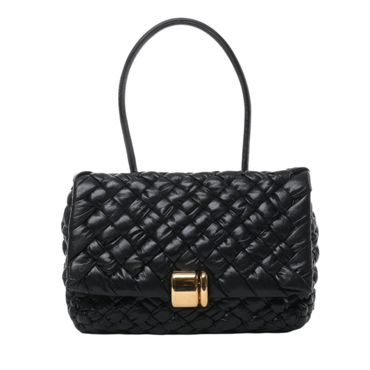 Bottega Veneta – Rumple Desiree – Schultertasche aus gewebtem Leder in Schwarz