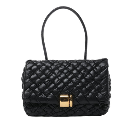 Bottega Veneta Leather Woven Rumple Desiree Shoulder Bag in Black