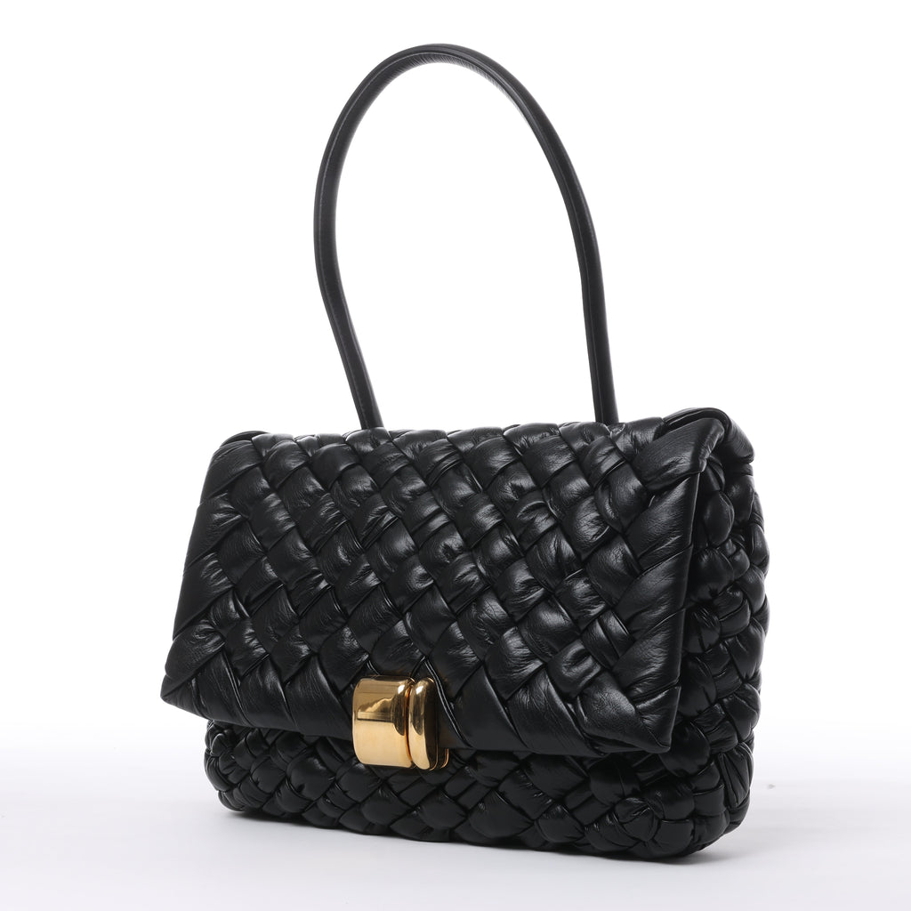 Bolso de hombro Desiree de piel tejida en negro de Bottega Veneta