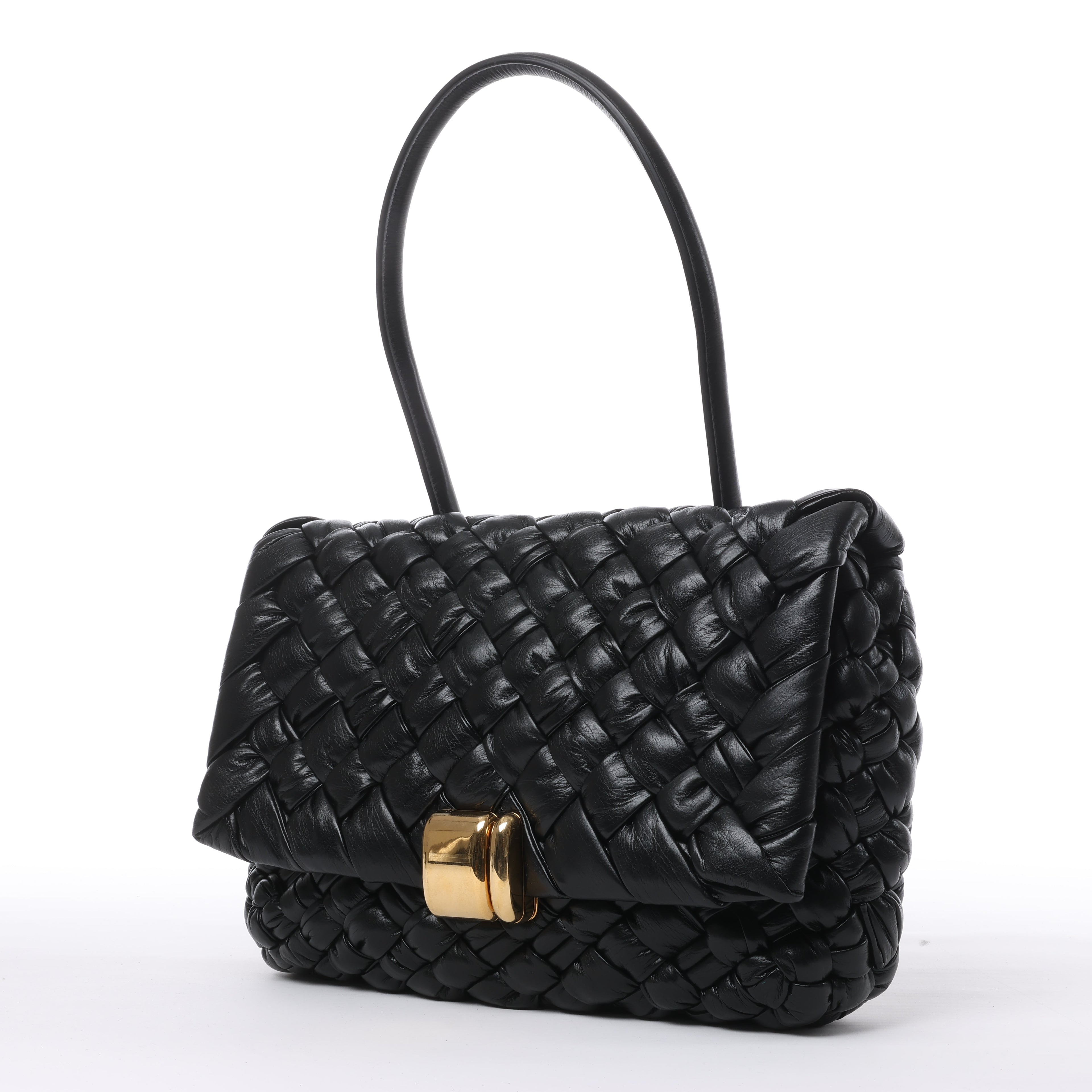 Bolso de hombro Desiree de piel tejida en negro de Bottega Veneta