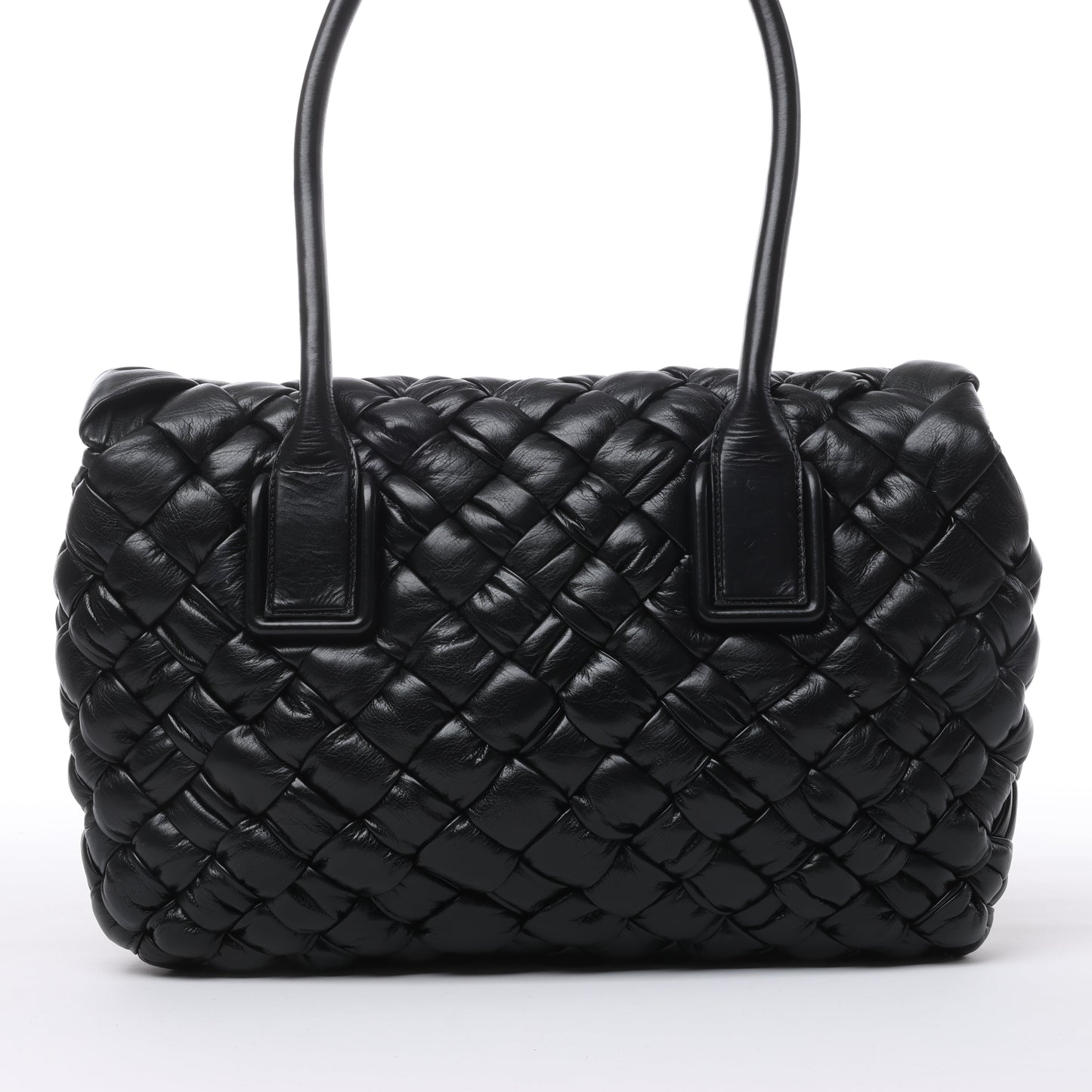 Bottega Veneta Leather Woven Rumple Desiree Shoulder Bag in Black