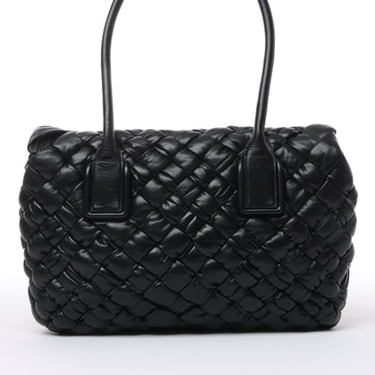 Bottega Veneta Leather Woven Rumple Desiree Shoulder Bag in Black
