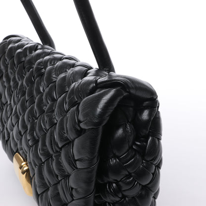 Bottega Veneta Leather Woven Rumple Desiree Shoulder Bag in Black