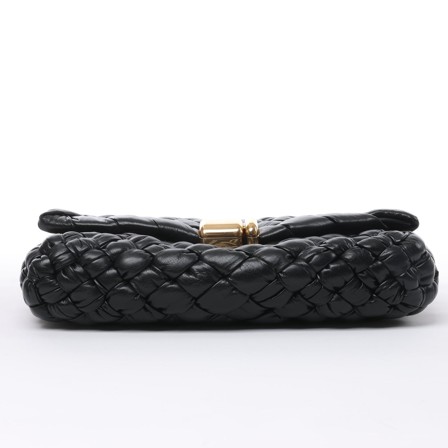 Bottega Veneta Leather Woven Rumple Desiree Shoulder Bag in Black