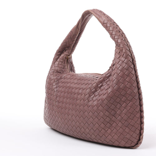 Bottega Veneta Bolso de hombro de cuero Intrecciato Hobo en Dusty Rose Taupe 115653