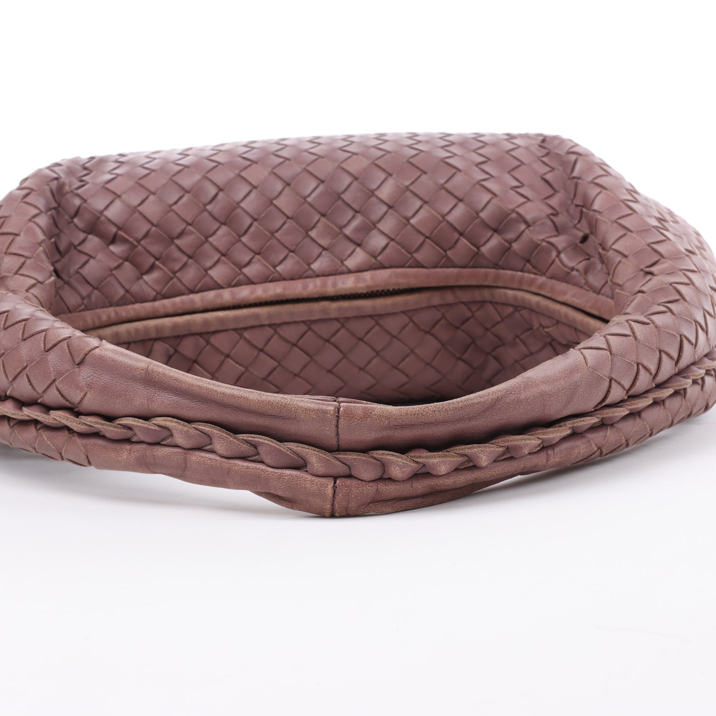 Bottega Veneta Intrecciato Hobo Leather Shoulder Bag in Dusty Rose Taupe 115653