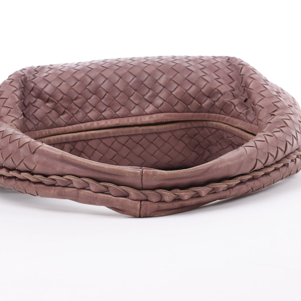 Bottega Veneta Intrecciato Hobo Leather Shoulder Bag in Dusty Rose Taupe 115653