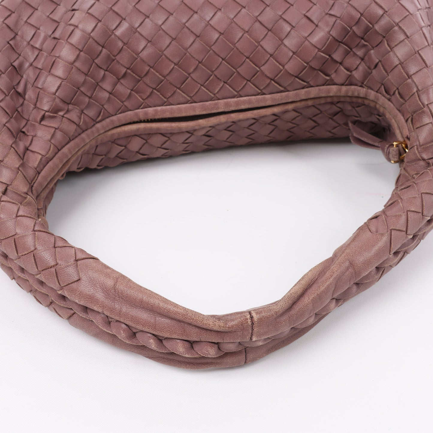 Bottega Veneta Intrecciato Hobo Leather Shoulder Bag in Dusty Rose Taupe 115653