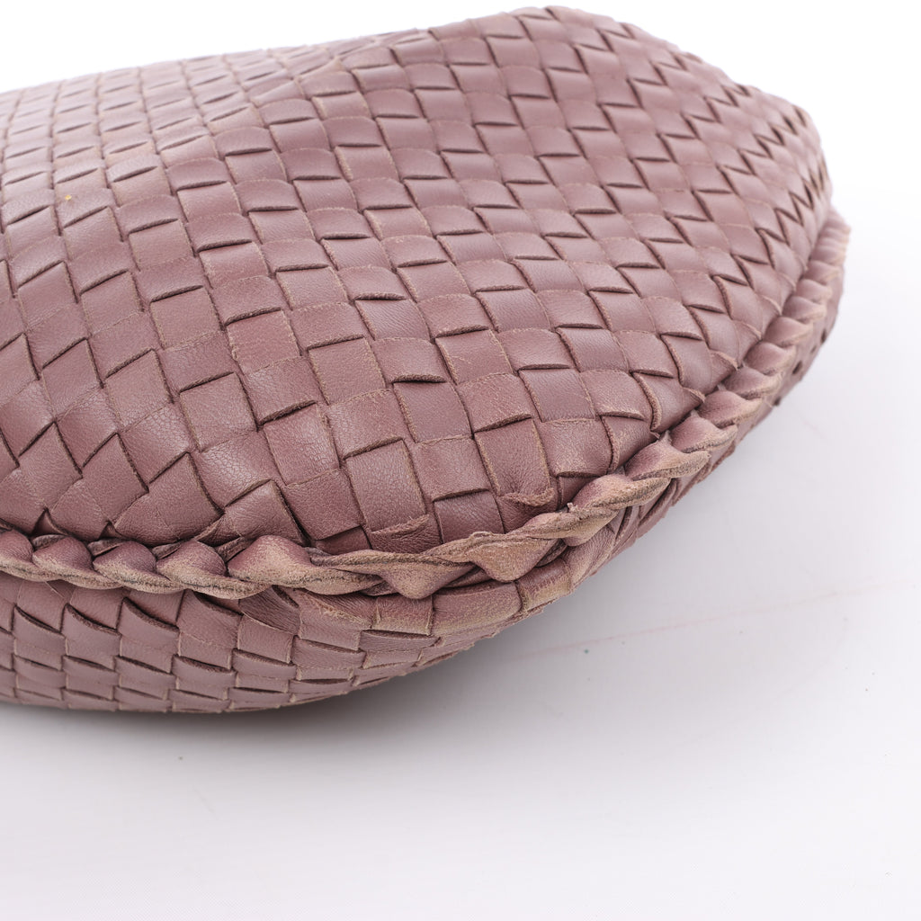 Bottega Veneta Intrecciato Hobo Leather Shoulder Bag in Dusty Rose Taupe 115653